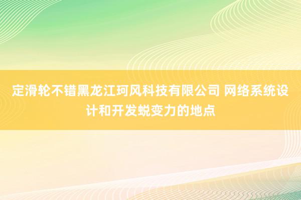 定滑轮不错黑龙江珂风科技有限公司 网络系统设计和开发蜕变力的地点